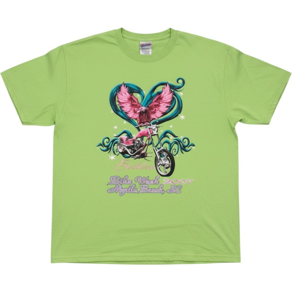 Hanes T-Shirt Womens L Green Goddess‎ Bike Week 2007 Myrtle Beach SC Large